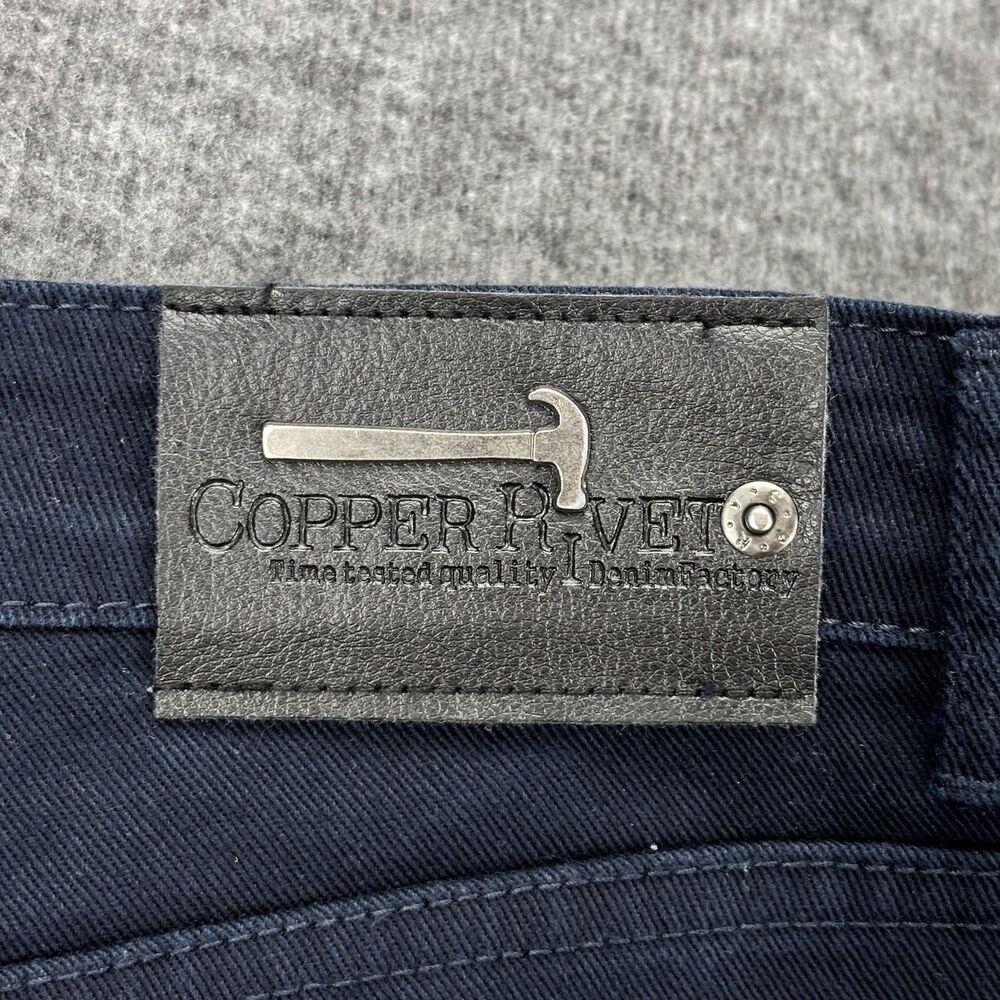 Copper Rivet Men’s Jeans 38x32 Navy Blue Stretch Distressed Ripped Denim Pants